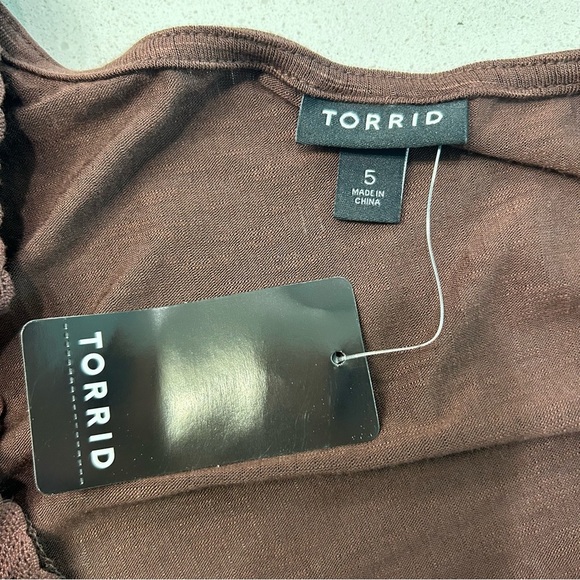 Torrid Brown Lace Trim V-Neck baby doll Top 5X - Picture 9 of 11